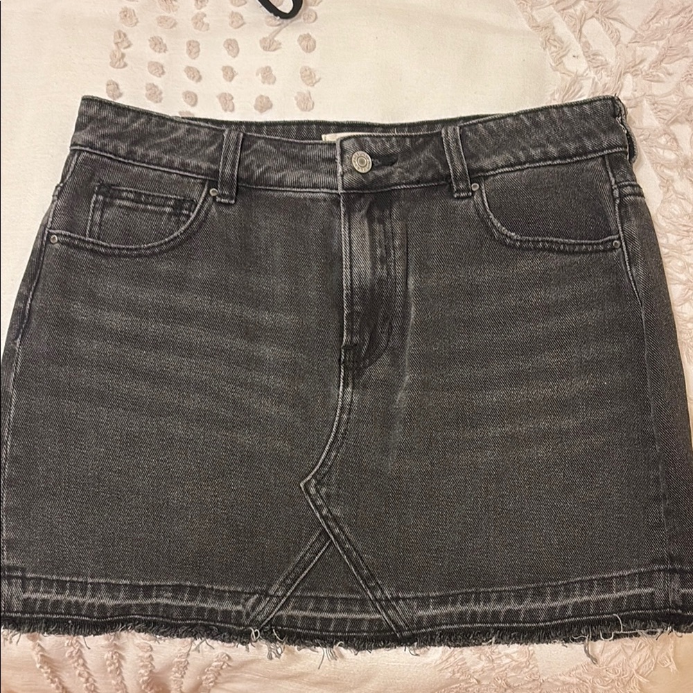 Classic BlackGray Denim Skirt